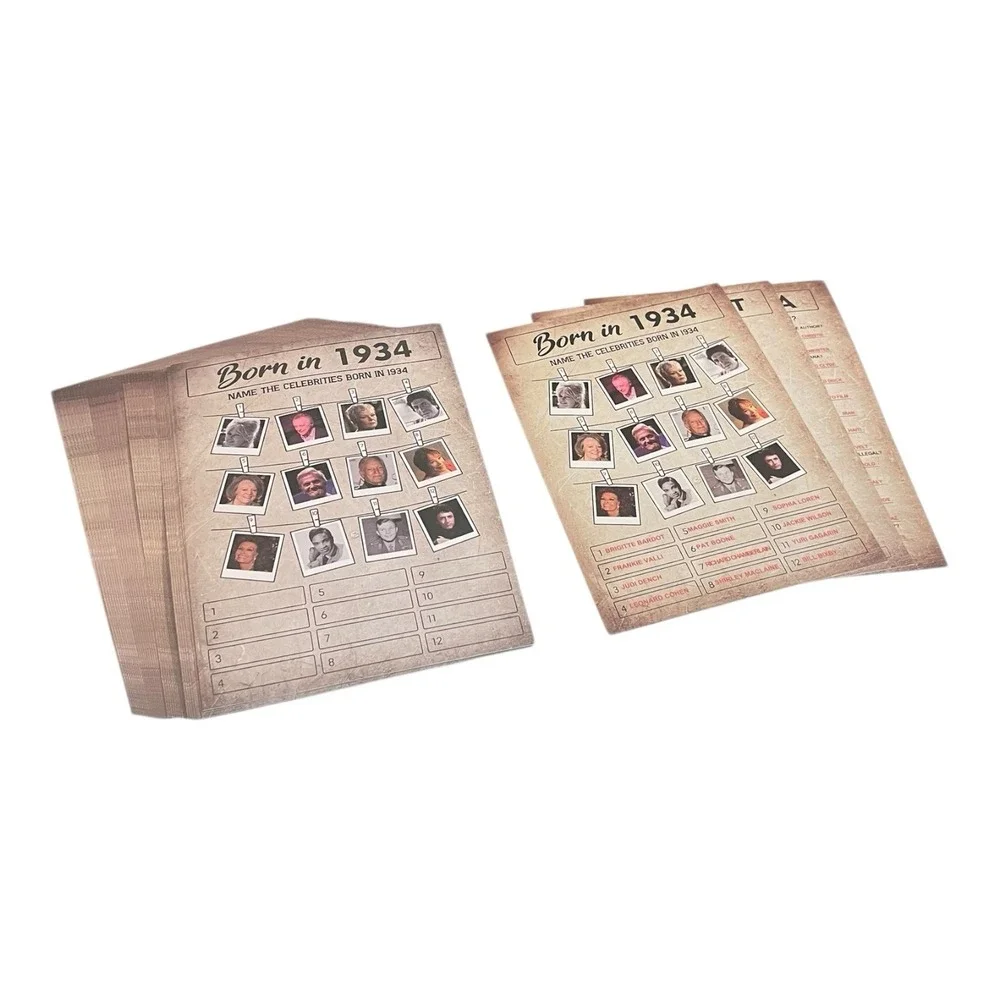 Born 1934 92nd Birthday Party Games 5x7